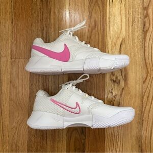 Nike Court Zoom Air tennis/pickleball sneakers in white and pink